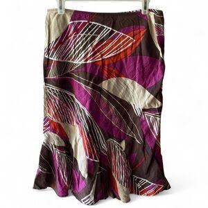 Y2K brown Leaf Print linen blend Skirt